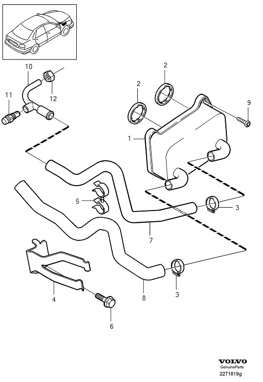 Volvo S Engine Oil Cooler Line Hose Hose Inlet Oil Cooling