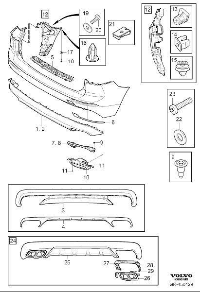 31449268 - Insert. Bumper, Body Parts. (Rear, Black). Variant code