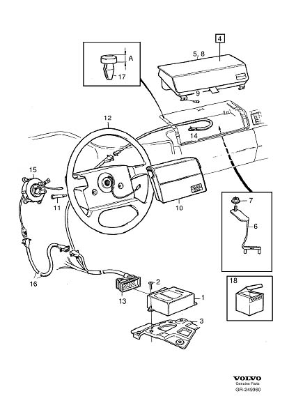 1997 Volvo 960 Gcp airbag Module. Refer to Service Bulletin: Group: 88
