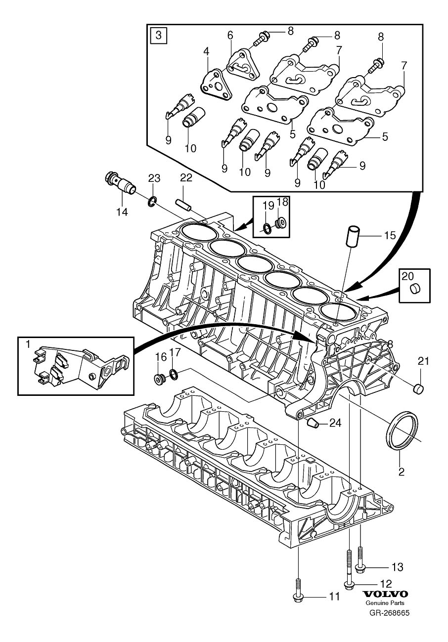 2001 Volvo S80 Guide sleeve. Block, Engine, Cylinder - 1256394