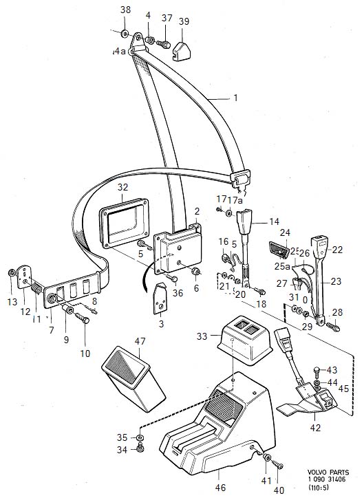 1983 Volvo 240 Wiring Harness. Seat Belt. Wheel Arch Liner. (Front