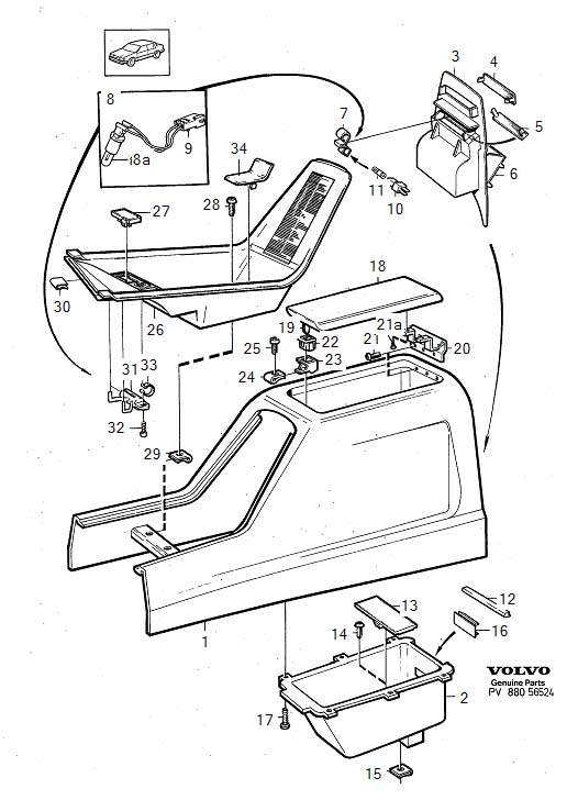 Volvo 940 Panel. Console, Center, Tunnel - 3519273 - Genuine Volvo Part