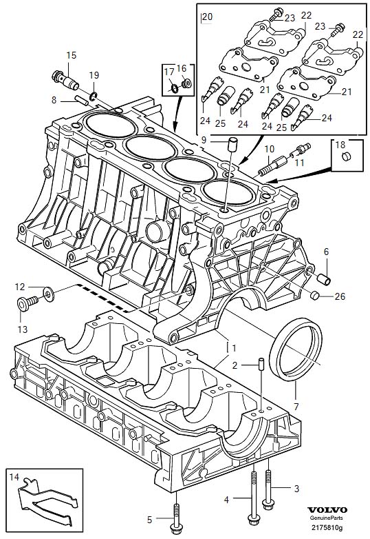 2001 Volvo S40 Pin. Block, Cylinder, Engine - 950542 - Genuine Volvo Part